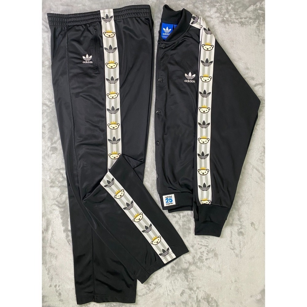 Adidas Tracksuit Mens XL Black Nigo 25th Anniversary Bear Graphic Set Track Suit
